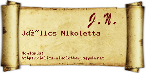 Jálics Nikoletta névjegykártya