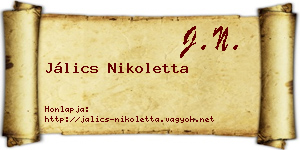 Jálics Nikoletta névjegykártya